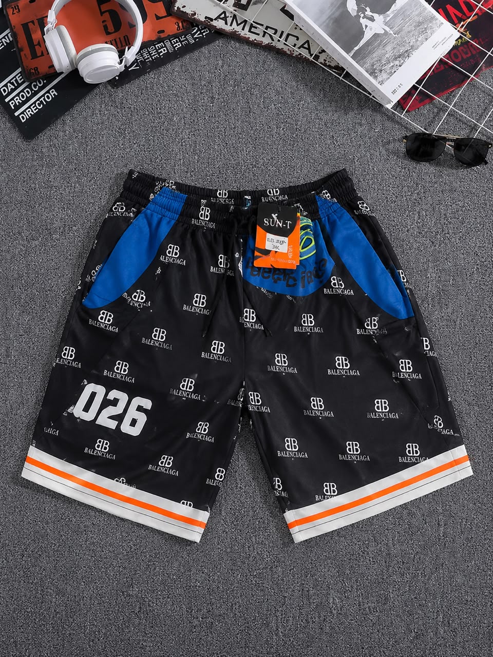 Black Graphic Street Shorts