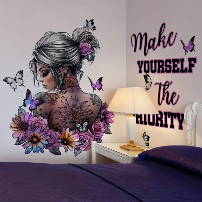 Floral Butterfly Wall Sticker Set
