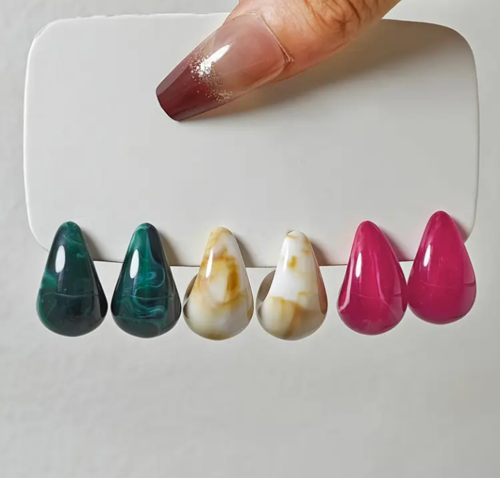 Glossy Teardrop Statement Earrings