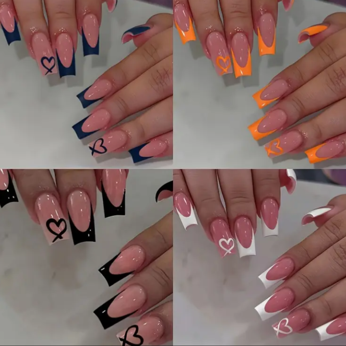 96pcs Heartline French Press-On Nails
