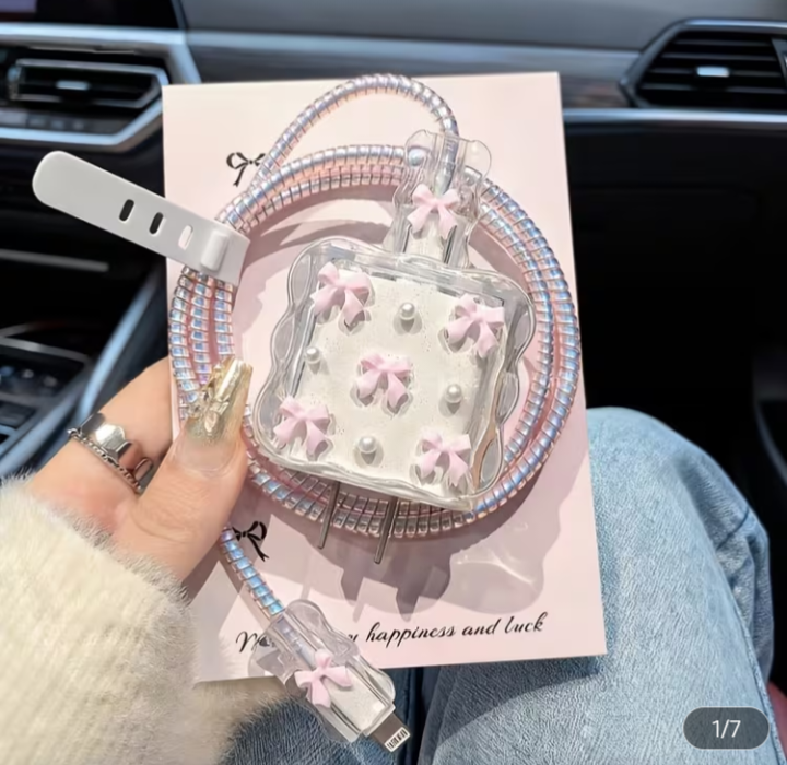 Ribbon Pearl Charger Charm Set